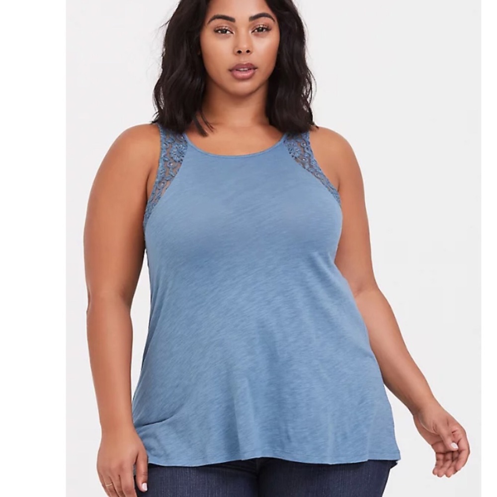 Torrid Blue Lace Accent Tank Top Size 3 (3X)